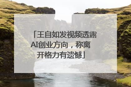 王自如发视频透露AI创业方向，称离开格力有遗憾