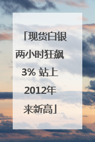 现货白银两小时狂飙3% 站上2012年来新高