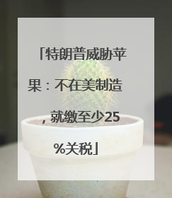 特朗普威胁苹果：不在美制造，就缴至少25%关税