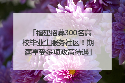 福建招募300名高校毕业生服务社区！期满享受多项政策待遇
