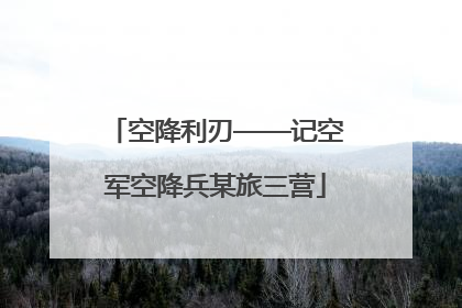空降利刃——记空军空降兵某旅三营