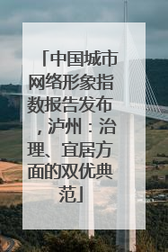 中国城市网络形象指数报告发布，泸州：治理、宜居方面的双优典范