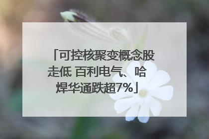 可控核聚变概念股走低 百利电气、哈焊华通跌超7%