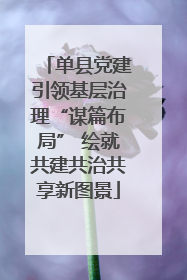 单县党建引领基层治理“谋篇布局” 绘就共建共治共享新图景