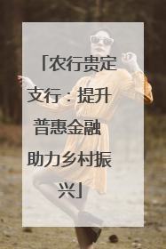 农行贵定支行：提升普惠金融 助力乡村振兴