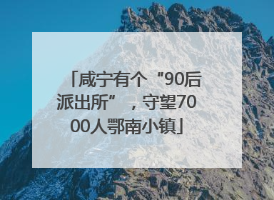 咸宁有个“90后派出所”，守望7000人鄂南小镇