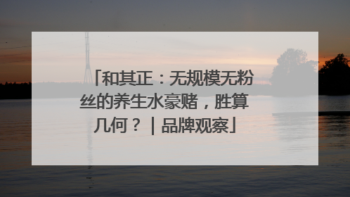 和其正：无规模无粉丝的养生水豪赌，胜算几何？｜品牌观察