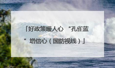 好政策暖人心 “孔雀蓝”增信心（国防视线）