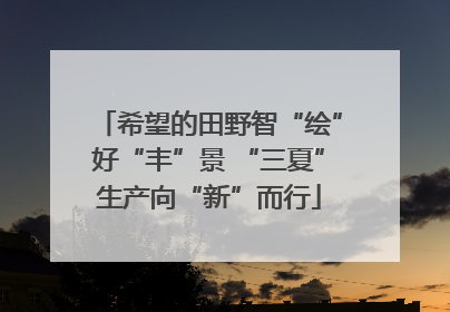 希望的田野智“绘”好“丰”景 “三夏”生产向“新”而行