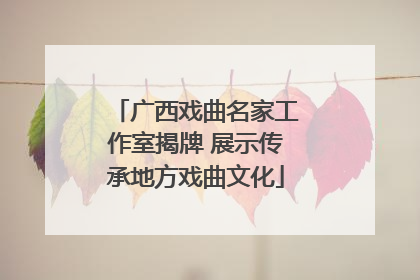 广西戏曲名家工作室揭牌 展示传承地方戏曲文化