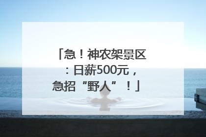 急！神农架景区：日薪500元，急招“野人”！