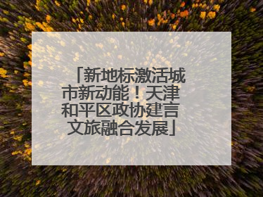 新地标激活城市新动能！天津和平区政协建言文旅融合发展