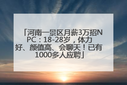 河南一景区月薪3万招NPC：18-28岁，体力好、颜值高、会聊天！已有1000多人应聘