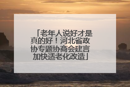 老年人说好才是真的好！河北省政协专题协商会建言加快适老化改造