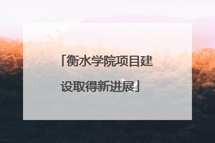 衡水学院项目建设取得新进展