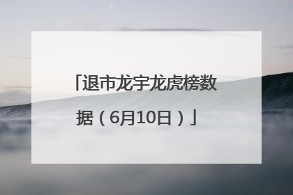退市龙宇龙虎榜数据（6月10日）