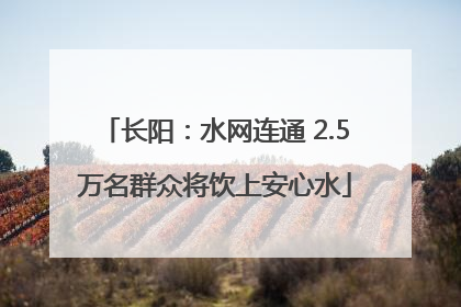 长阳：水网连通 2.5万名群众将饮上安心水