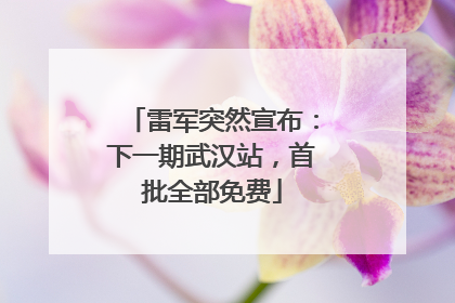 雷军突然宣布：下一期武汉站，首批全部免费