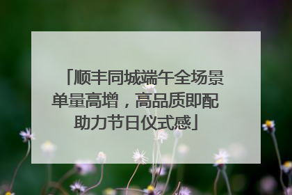 顺丰同城端午全场景单量高增，高品质即配助力节日仪式感